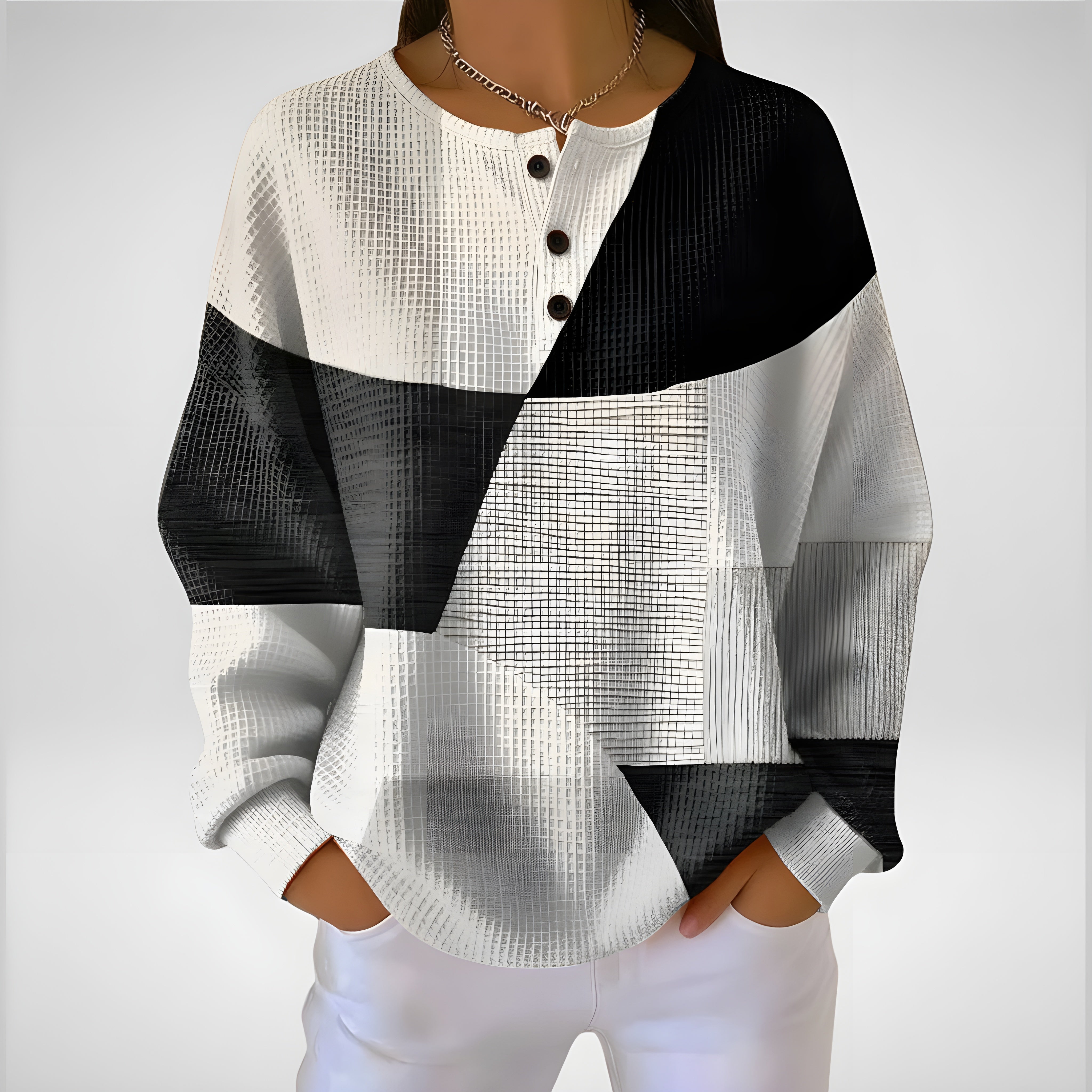 Mélavine | Top Geometrico Nero & Bianco Morbido & Moderno