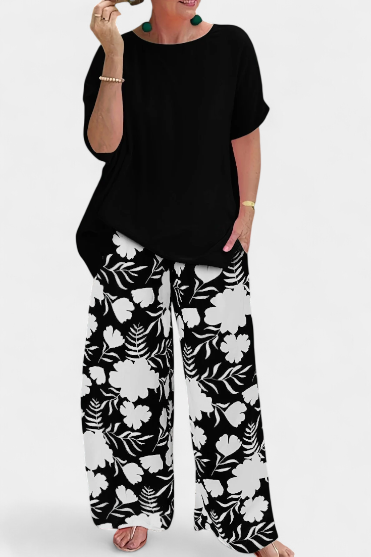 Aivy Completo Floreale a Due Pezzi con Tocco Rilassato