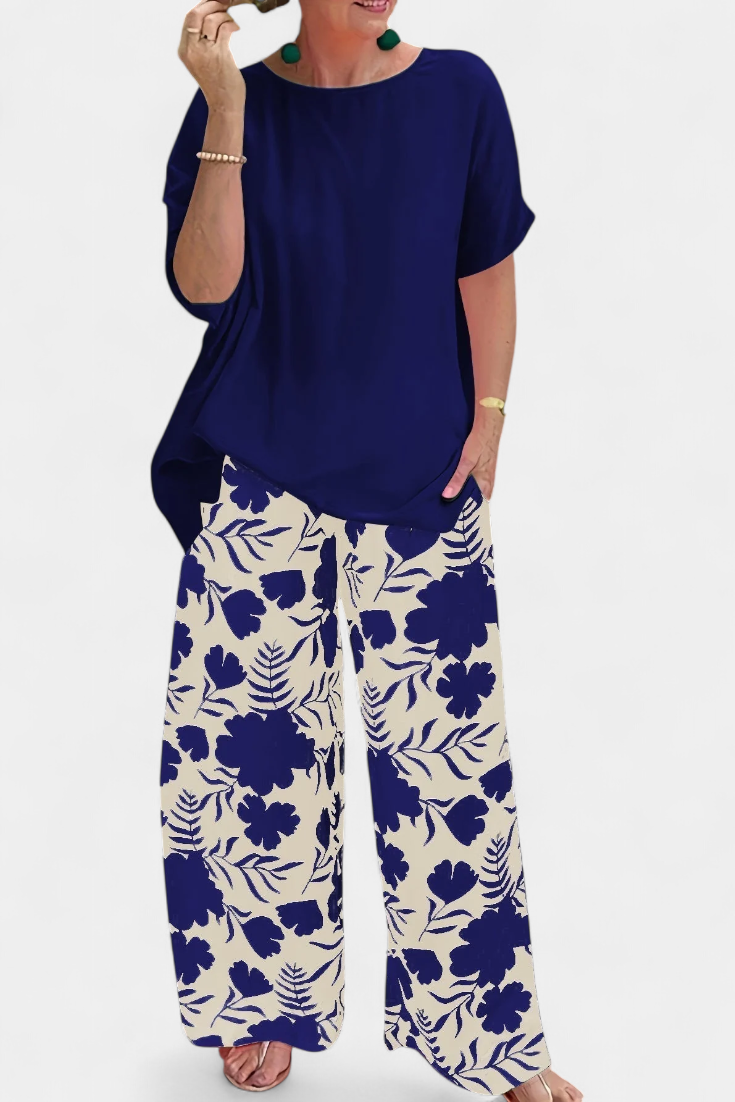 Aivy Completo Floreale a Due Pezzi con Tocco Rilassato