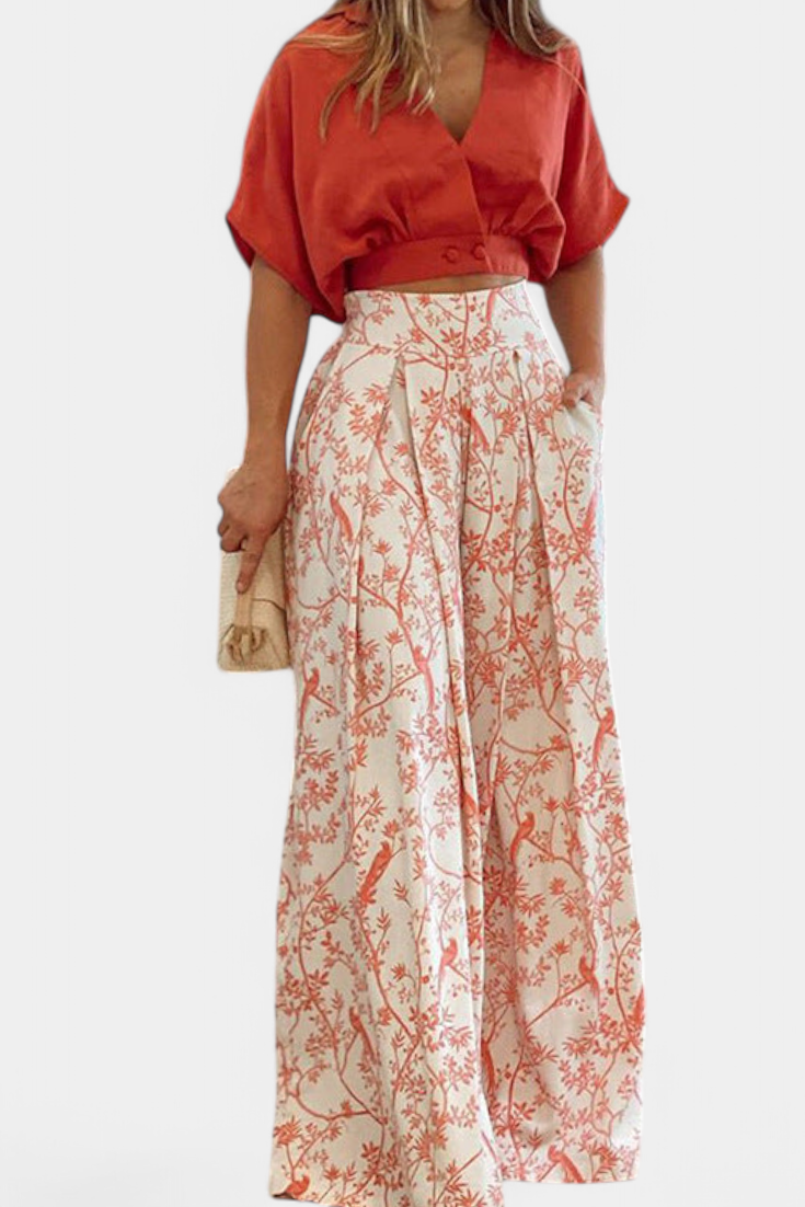 Completo Boho con Collo a V e Gamba Larga