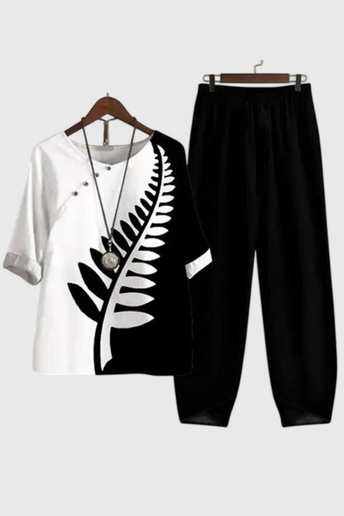 Ursula Completo Chic di Camicia e Pantaloni con Stile Rilassato