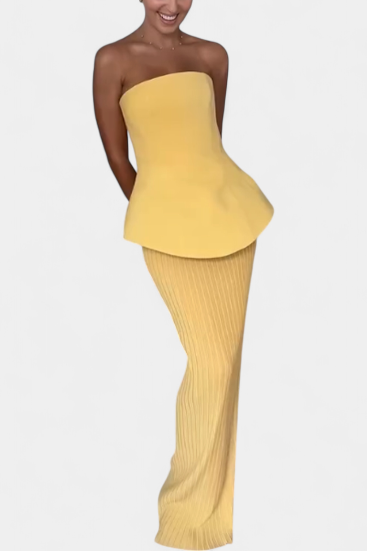 Clarita Set di Due Pezzi Plissettato Senza Spalline