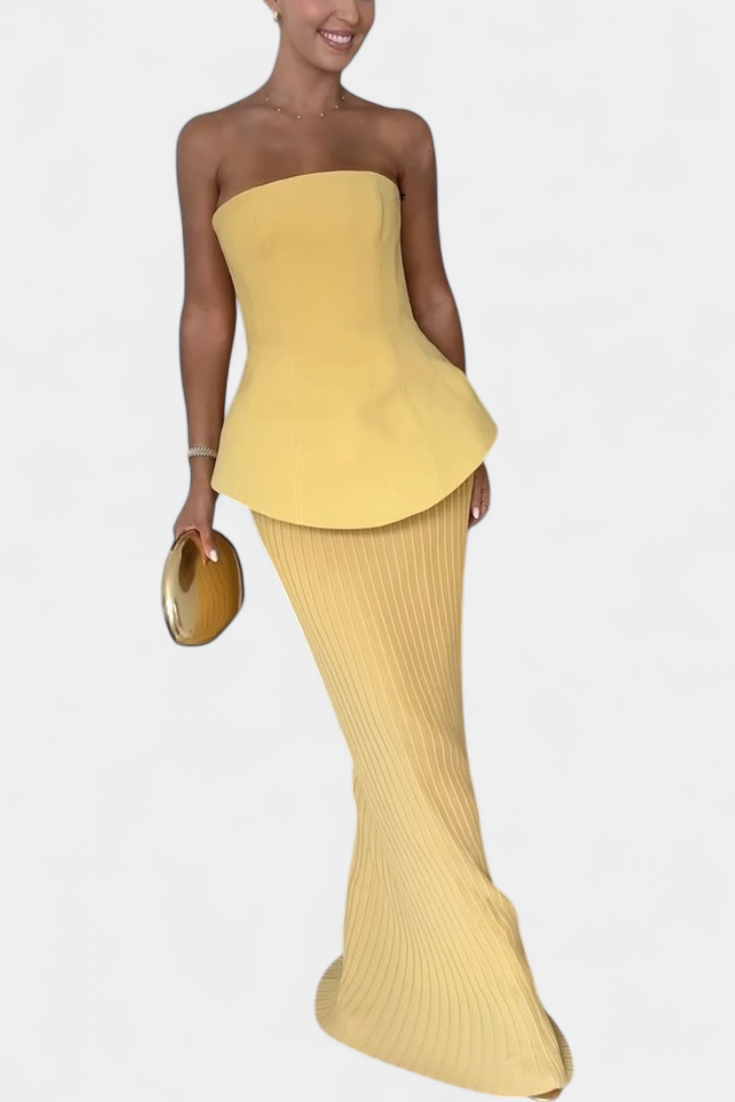 Clarita Set di Due Pezzi Plissettato Senza Spalline