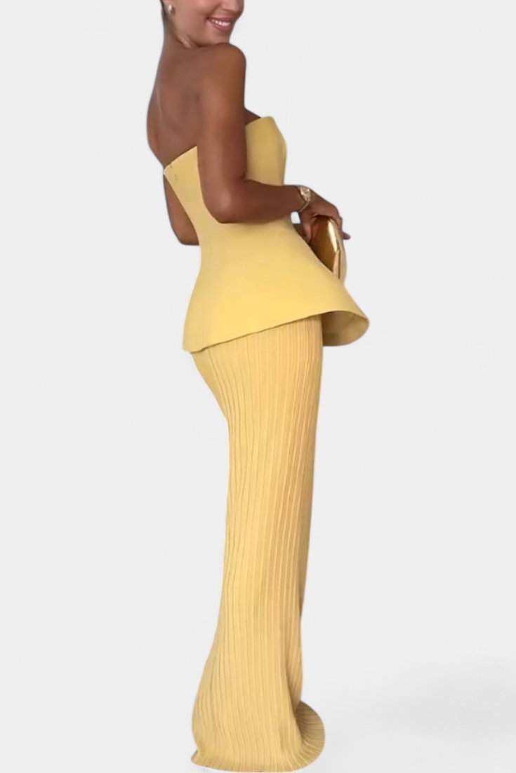 Clarita Set di Due Pezzi Plissettato Senza Spalline