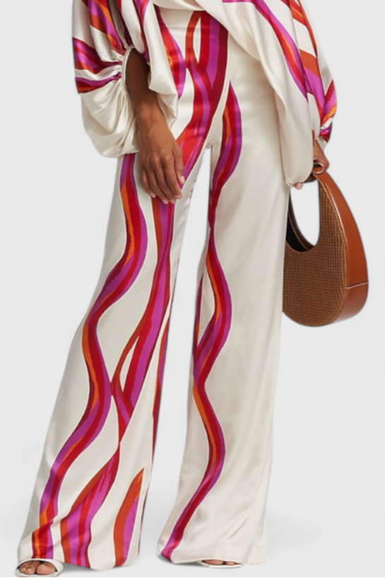 Sybella Completo di Due Pezzi con Spalle Scoperte e Pantaloni Ampi Stampati