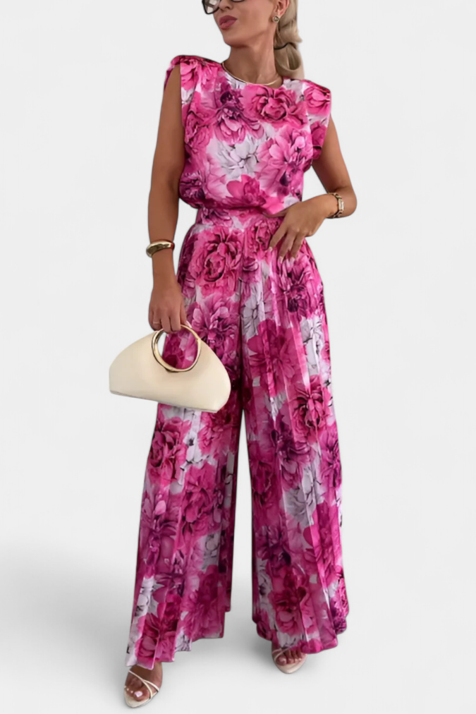 Liora Set di Due Pezzi con Top Strutturato e Pantaloni Plissettati