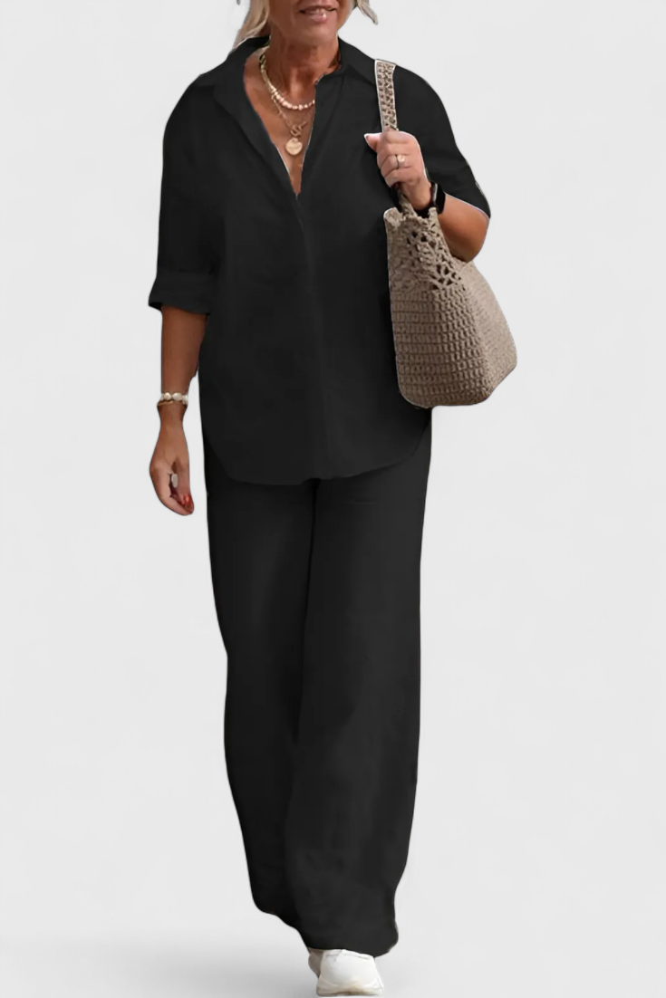 Skye Set di Due Pezzi in Lino e Cotone con Silhouette Relaxed