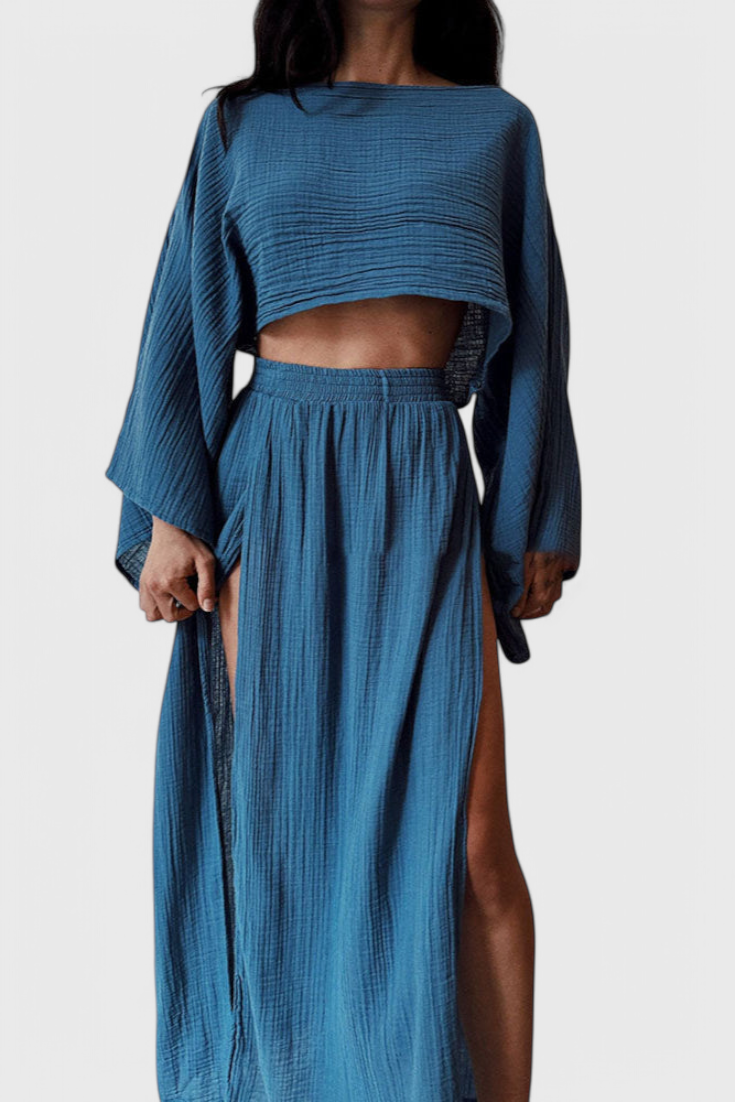 Martha Completo di Due Pezzi con Gonna a Spacco Alto