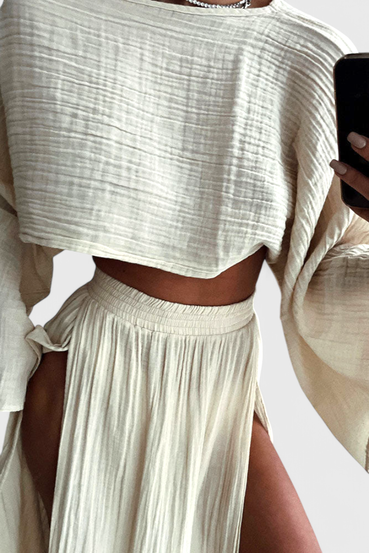 Martha Completo di Due Pezzi con Gonna a Spacco Alto