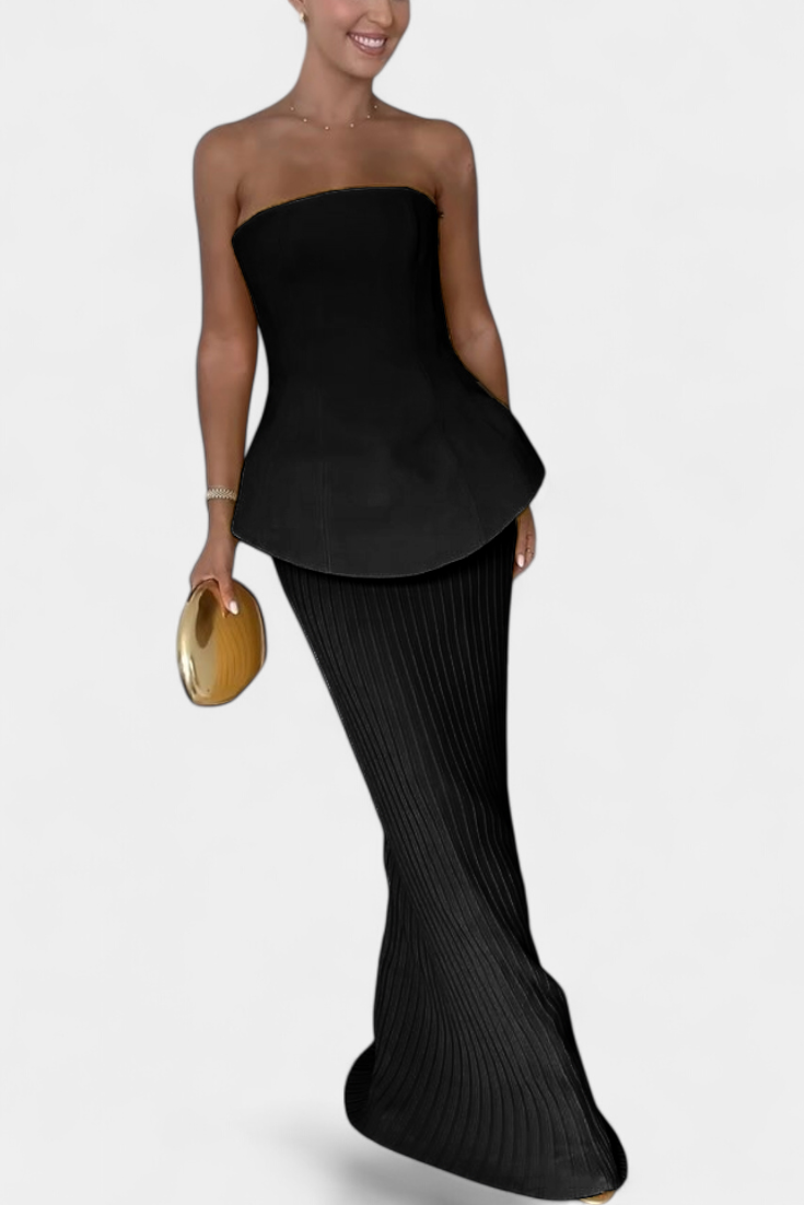 Clarita Set di Due Pezzi Plissettato Senza Spalline