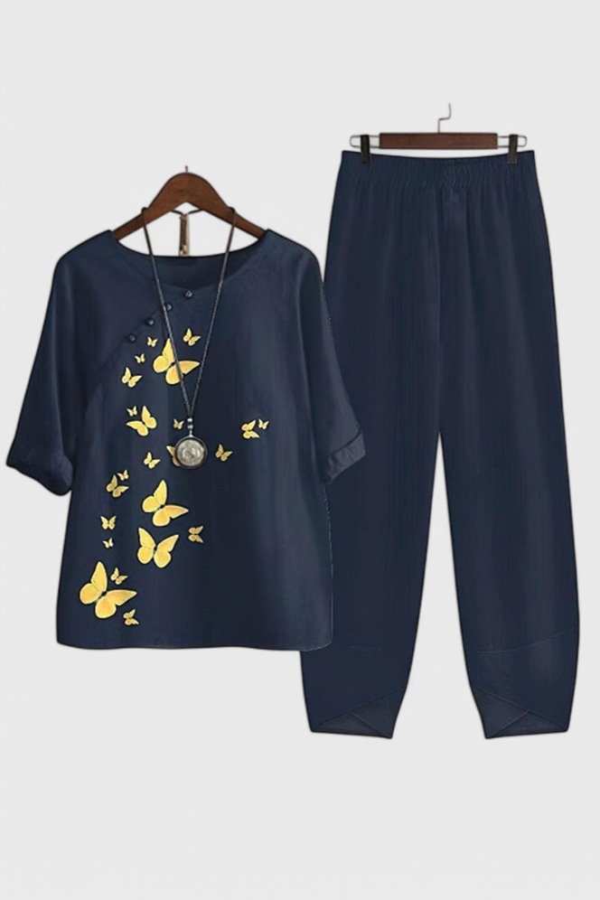 Ursula Completo Chic di Camicia e Pantaloni con Stile Rilassato