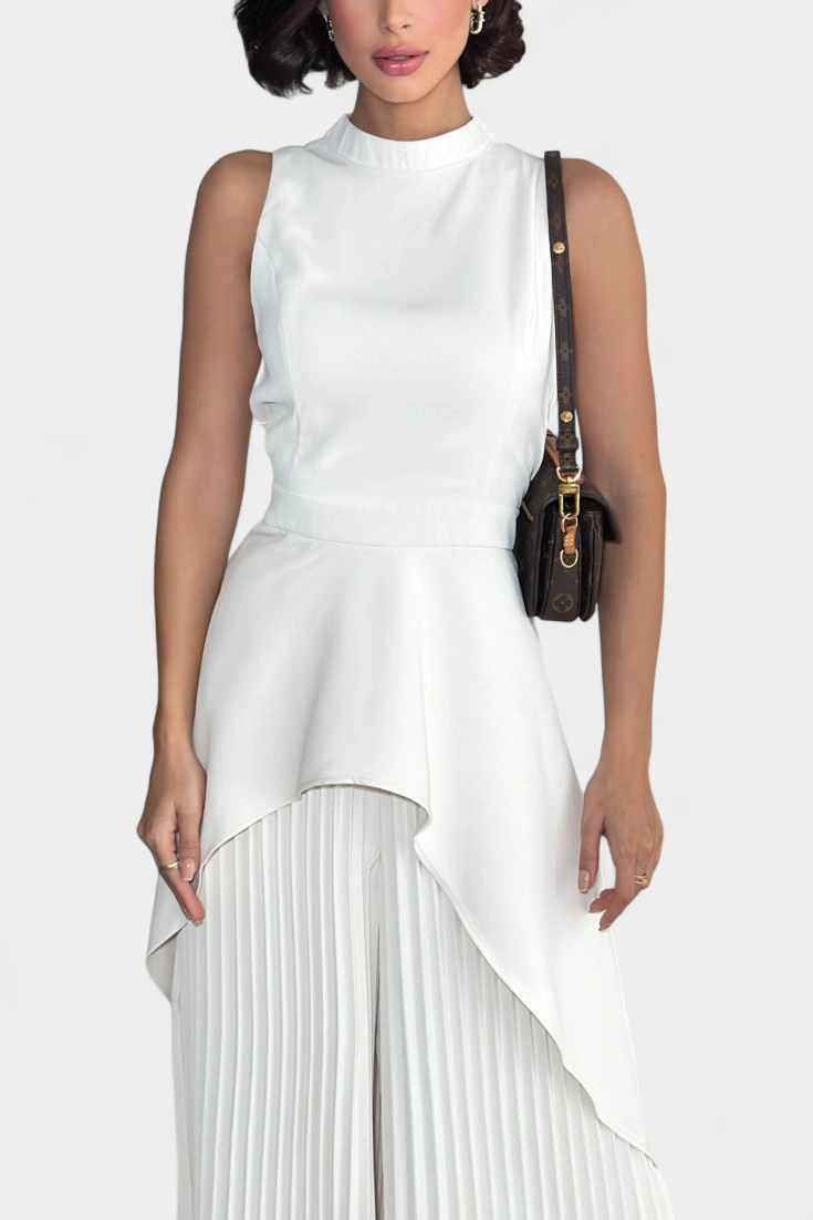 Chrysoula Completo Asimmetrico con Pantaloni Plissettati