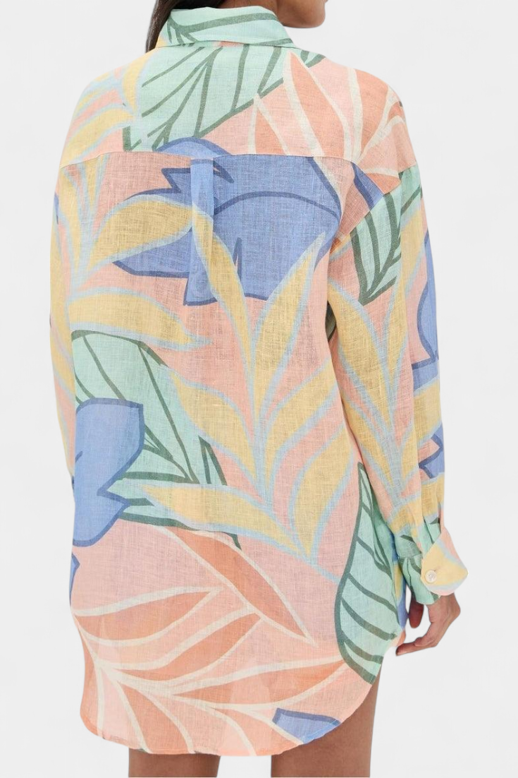 Lumina Completo Tropicale con Camicia Oversize e Pantaloni Corti a Vita Alta