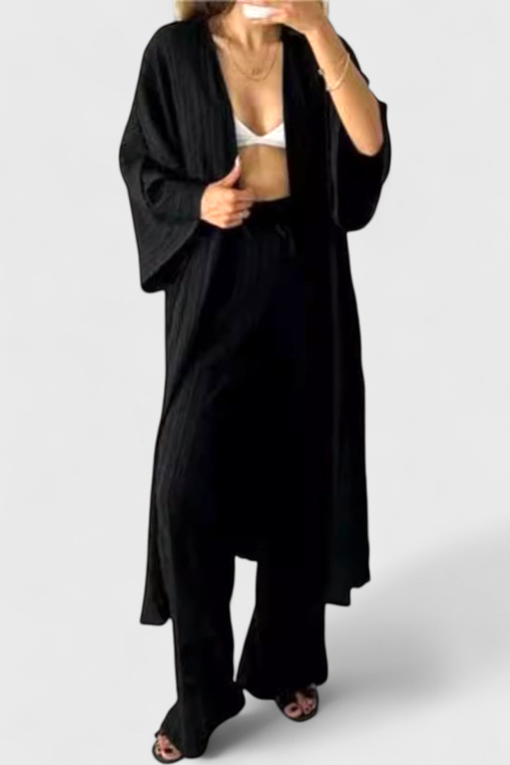 Caspian Set Relaxato di Due Pezzi con Kimono Lungo