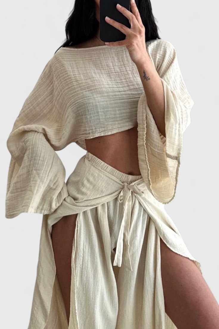 Maeva Completo Casual di Due Pezzi con Apertura e Fiocco