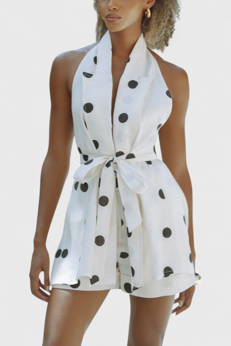 Eshra Set Top Halter e Shorts a Pois