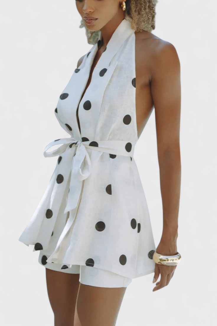 Eshra Set Top Halter e Shorts a Pois