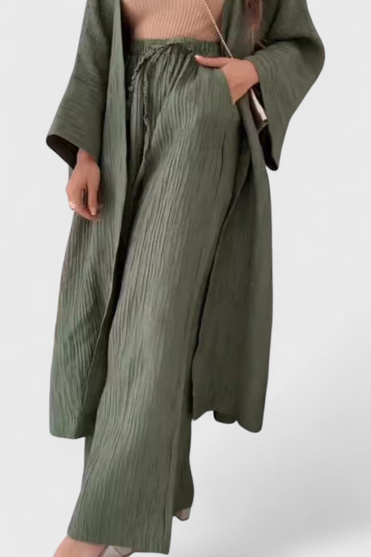 Caspian Set Relaxato di Due Pezzi con Kimono Lungo