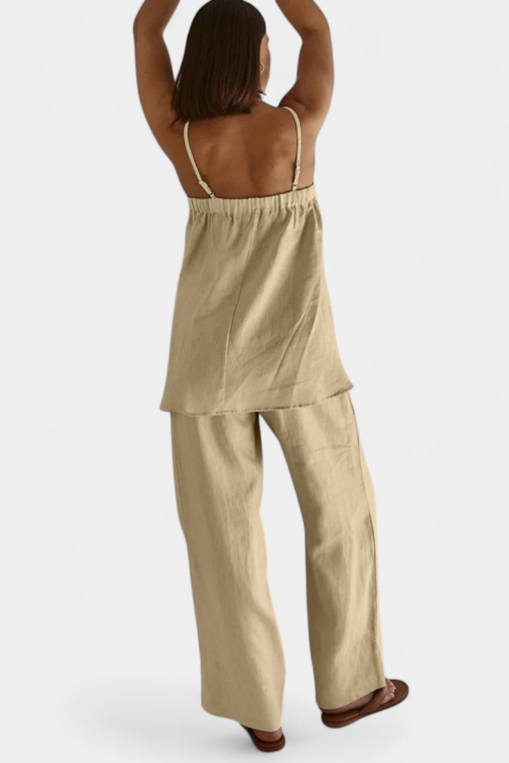 Lía Completo Estivo con Top Largo e Pantaloni Fluidi