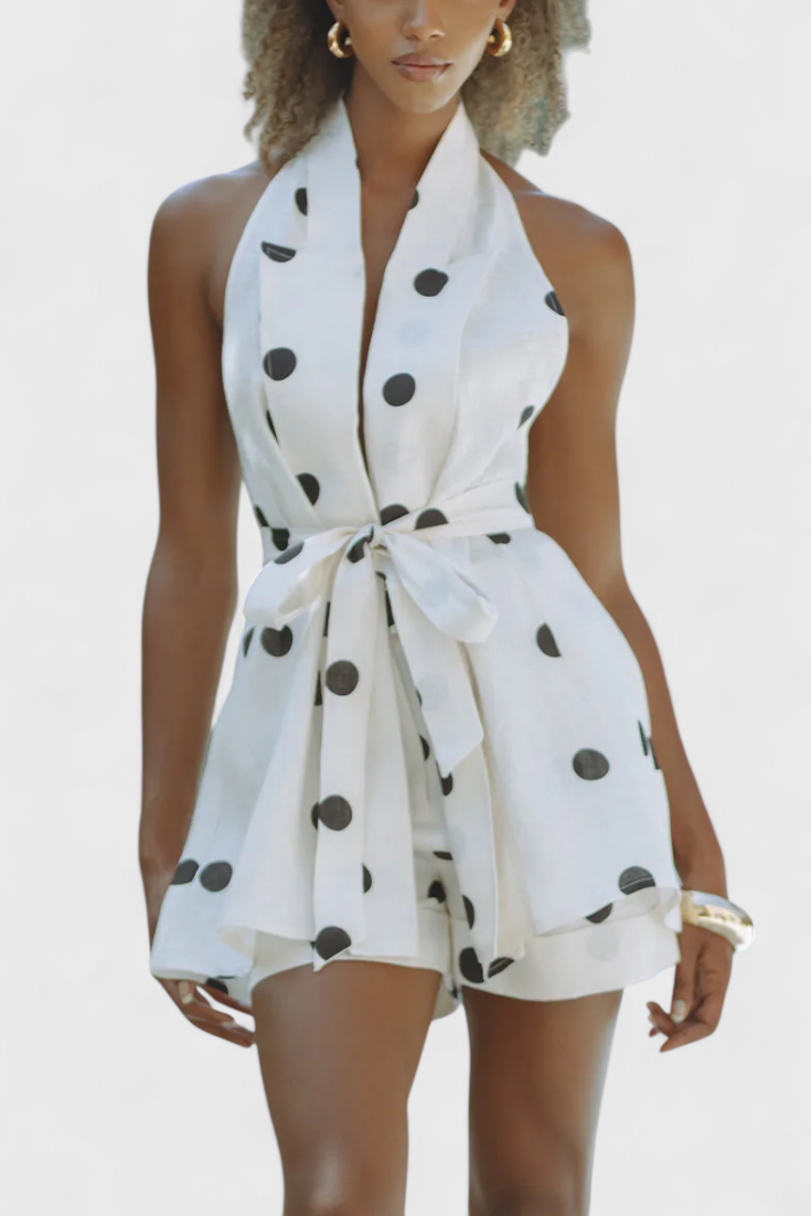 Eshra Set Top Halter e Shorts a Pois