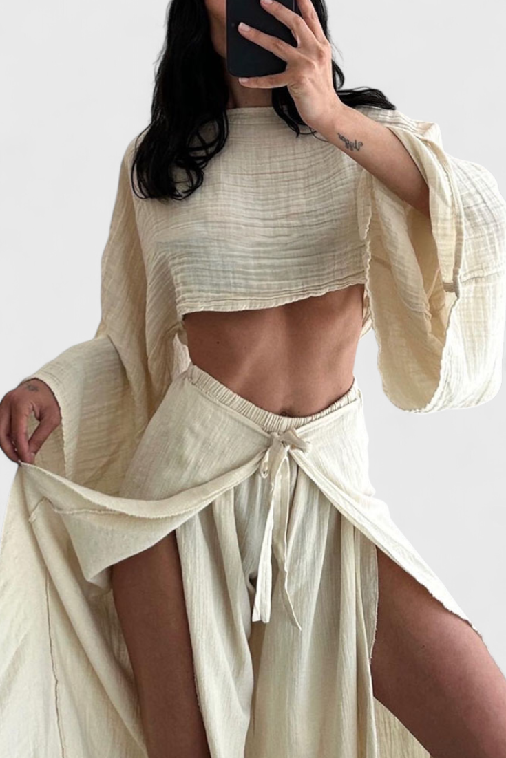 Maeva Completo Casual di Due Pezzi con Apertura e Fiocco