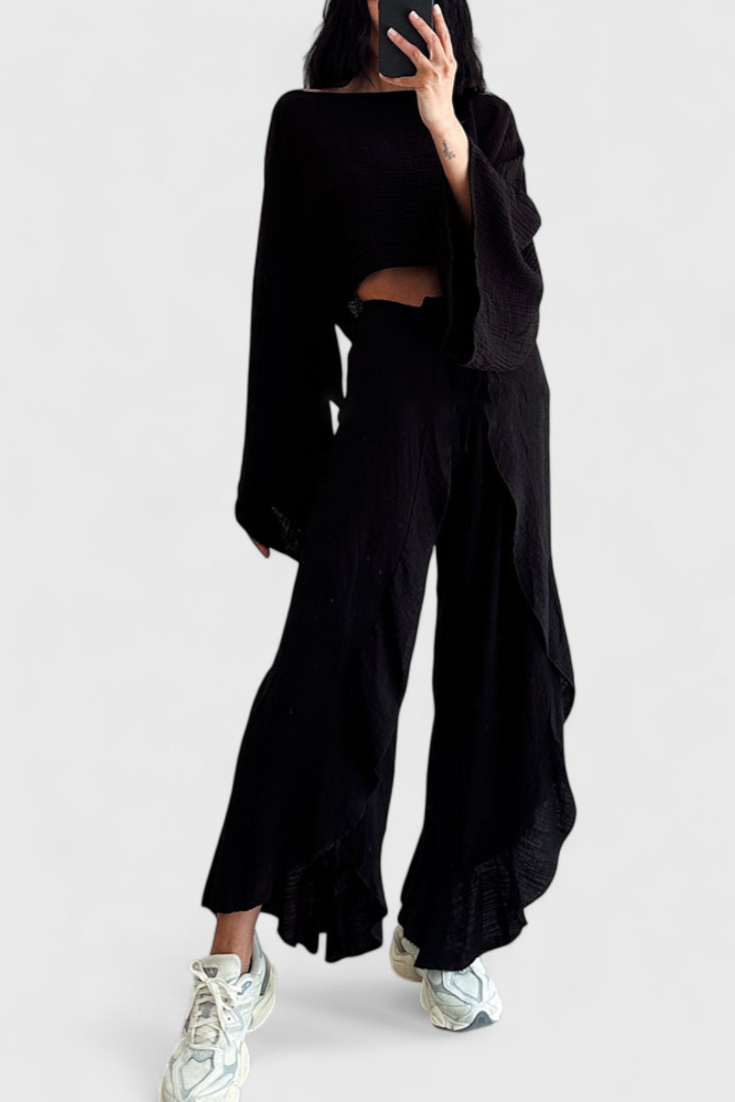 Maeva Completo Casual di Due Pezzi con Apertura e Fiocco