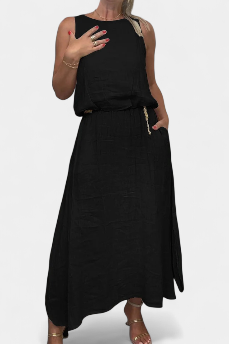 Meliora Completo in Lino e Cotone con Gilet Senza Maniche e Gonna