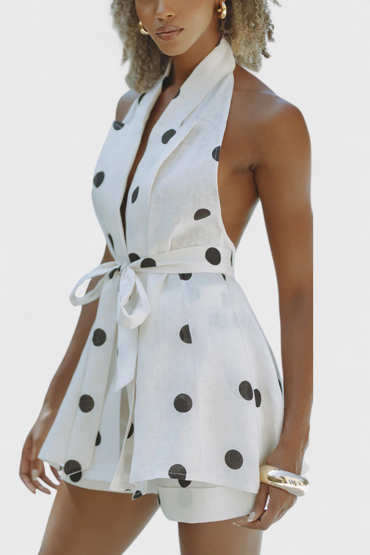 Eshra Set Top Halter e Shorts a Pois