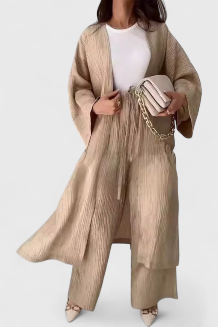 Caspian Set Relaxato di Due Pezzi con Kimono Lungo