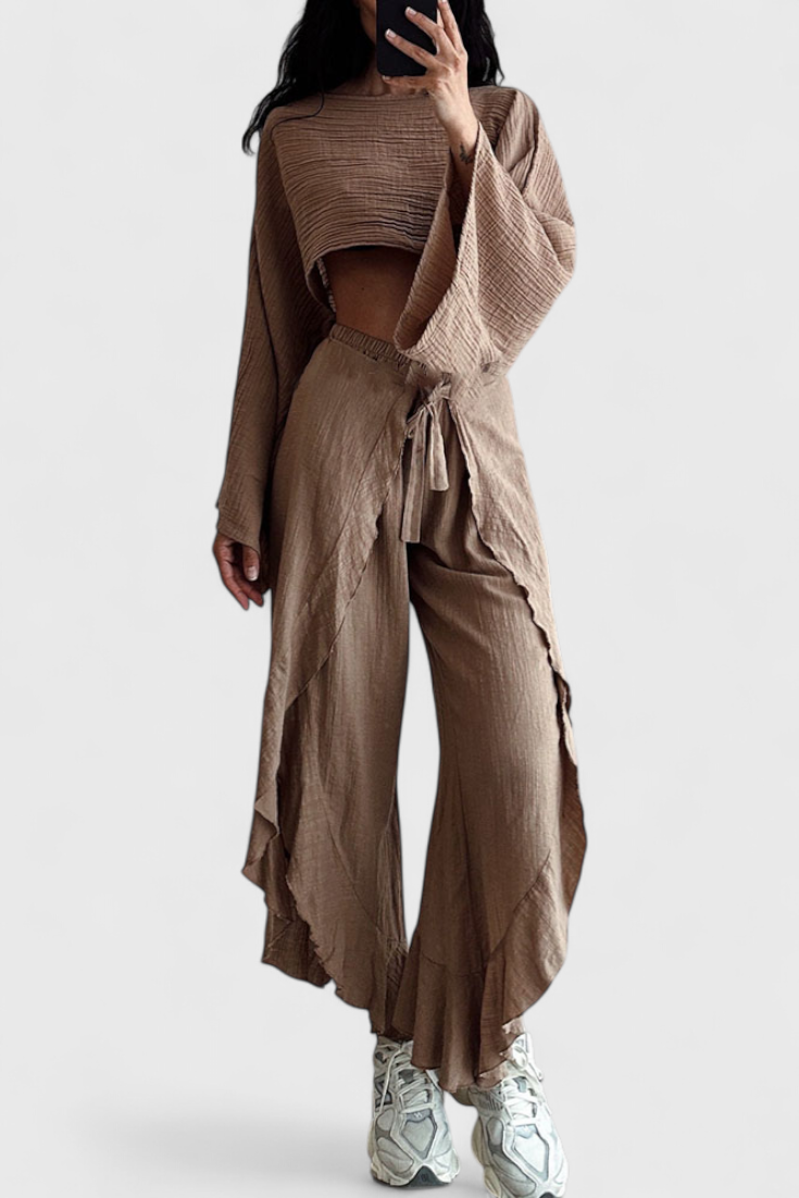 Maeva Completo Casual di Due Pezzi con Apertura e Fiocco