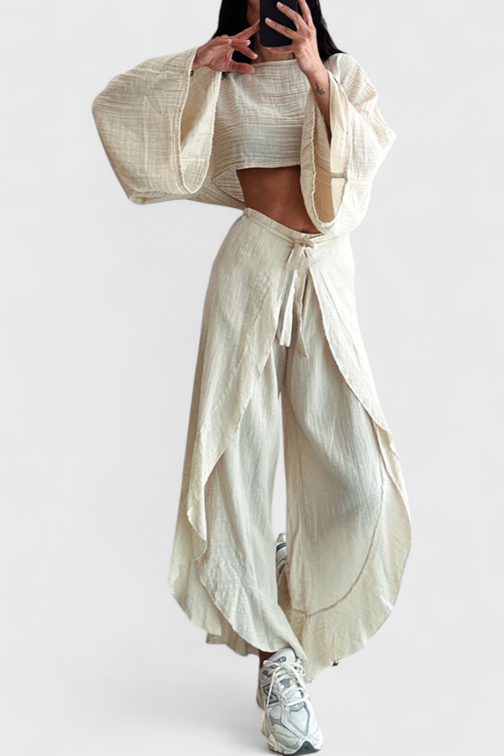 Maeva Completo Casual di Due Pezzi con Apertura e Fiocco