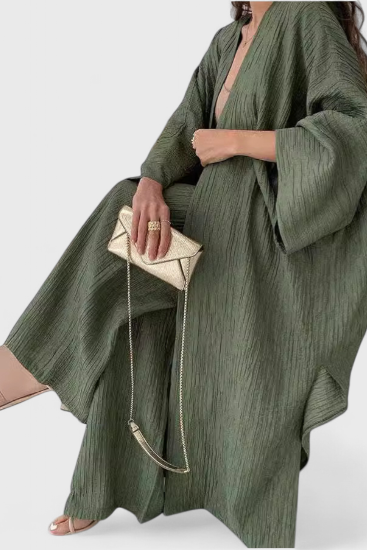 Caspian Set Relaxato di Due Pezzi con Kimono Lungo