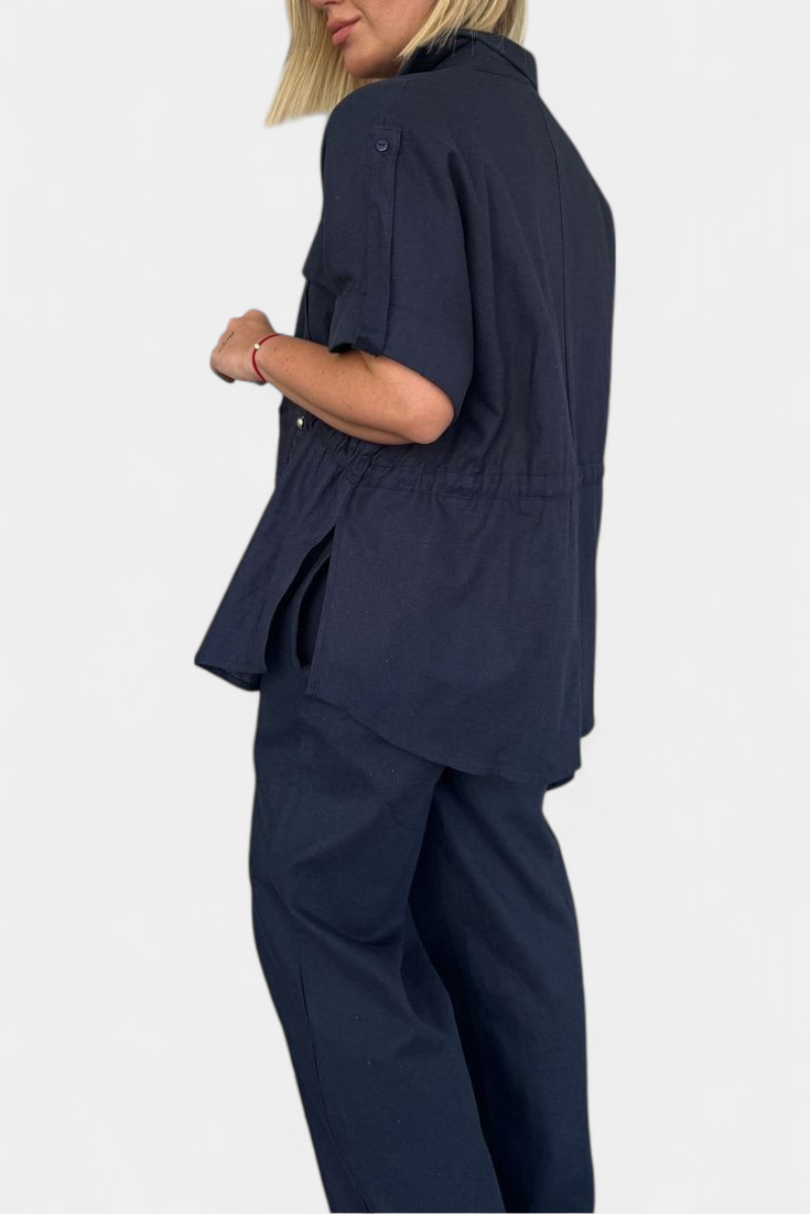 Lani Completo Relaxed di Camicia e Pantaloni in Cotone e Lino