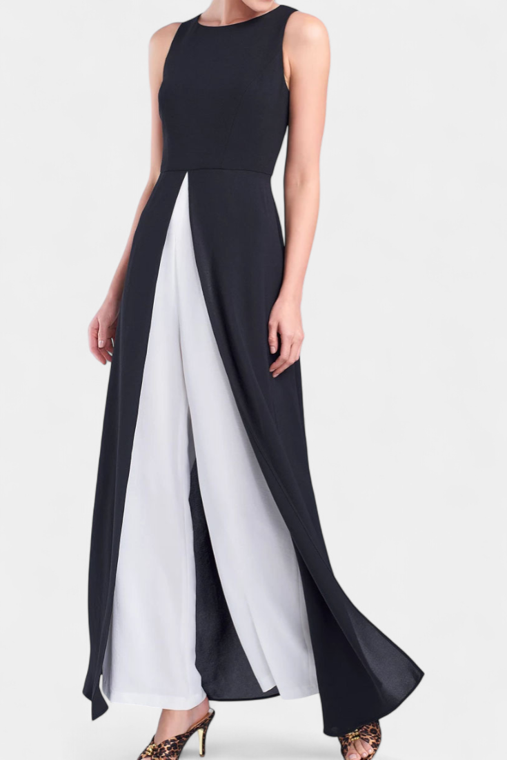 Alicia Completo Bicolore Elegante Senza Maniche con Pantaloni Ampi