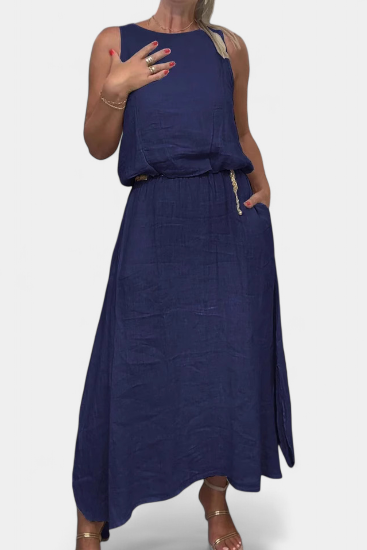 Meliora Completo in Lino e Cotone con Gilet Senza Maniche e Gonna