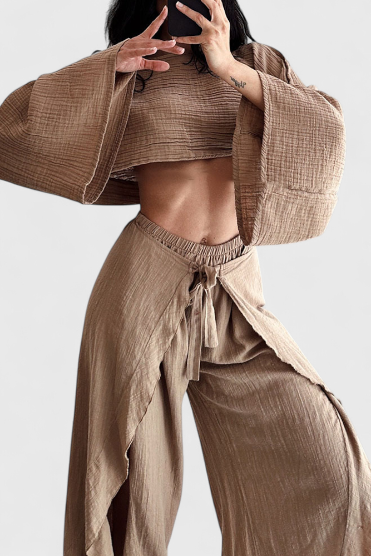 Maeva Completo Casual di Due Pezzi con Apertura e Fiocco