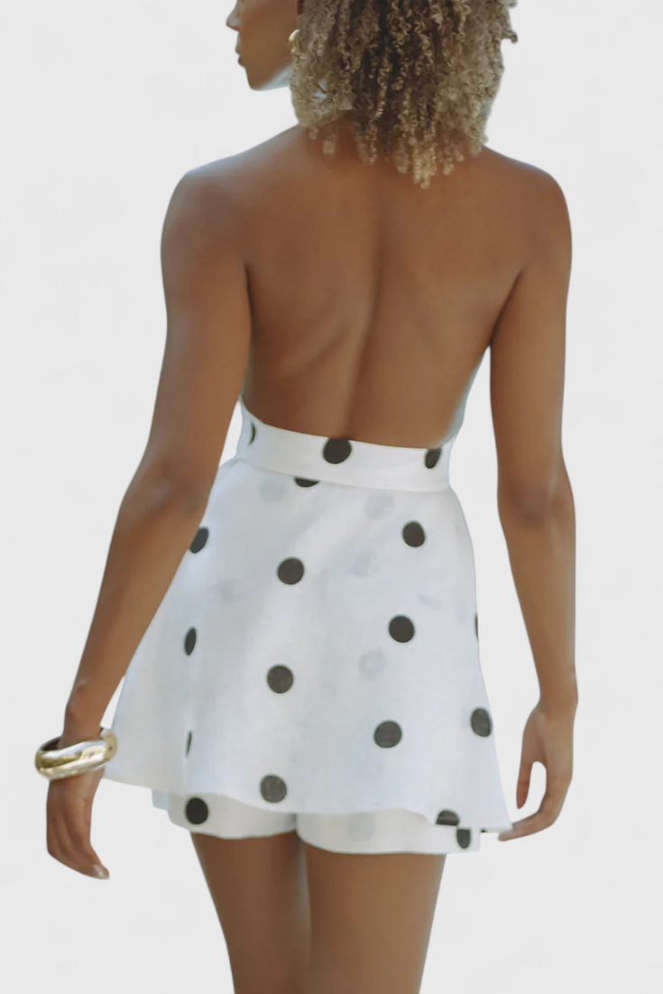 Eshra Set Top Halter e Shorts a Pois