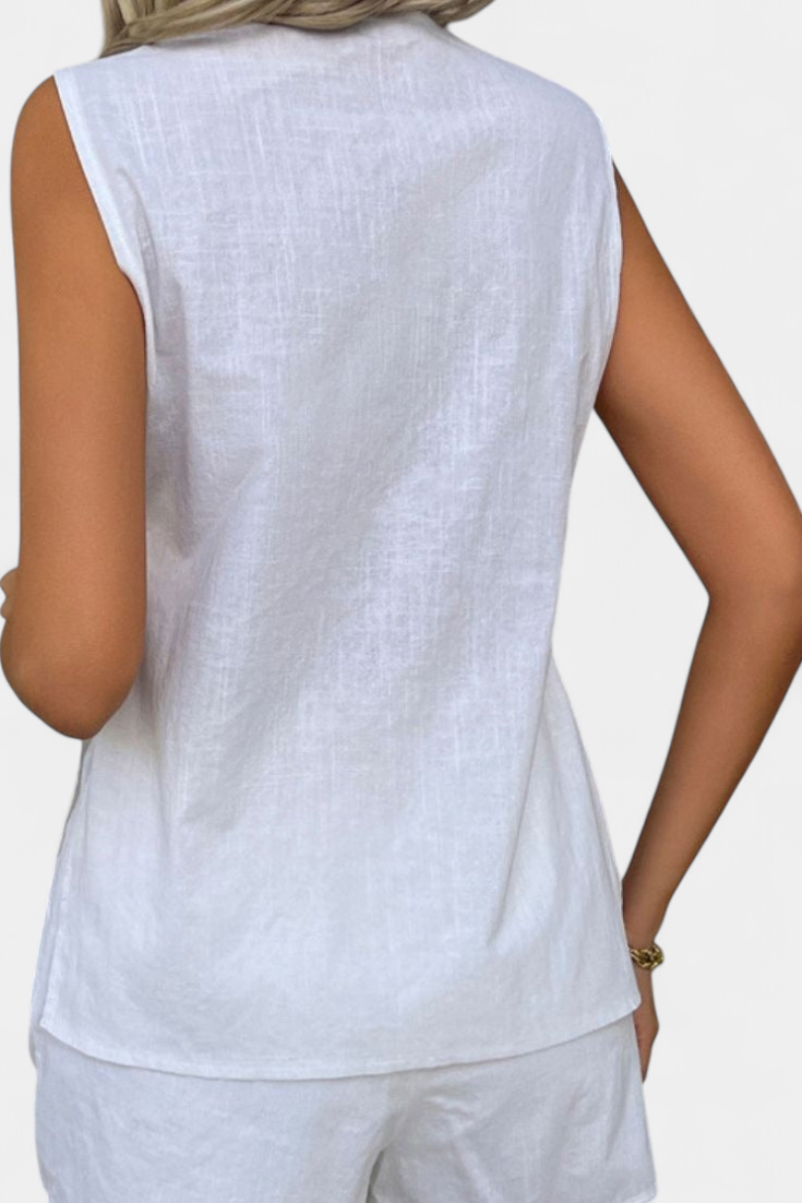 Loren Completo in Lino Senza Maniche dallo Stile Rilassato