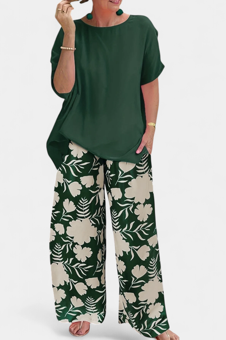 Aivy Completo Floreale a Due Pezzi con Tocco Rilassato