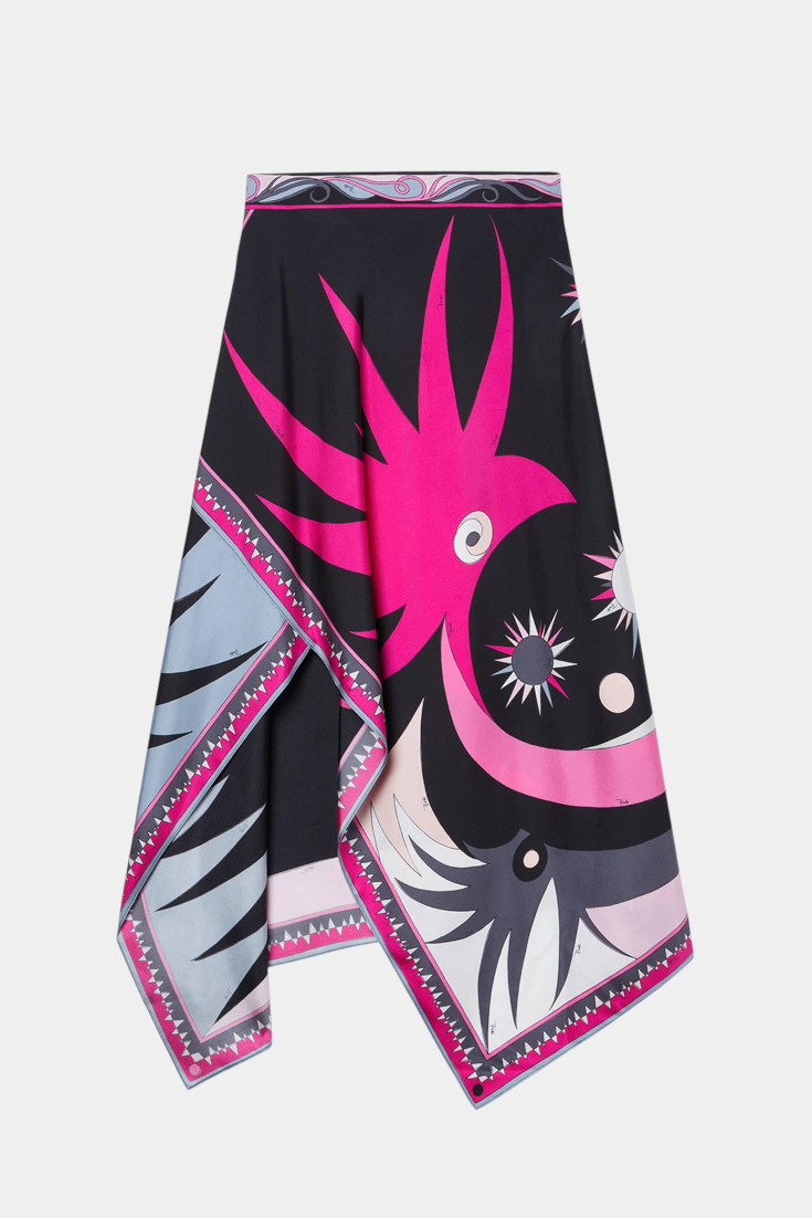 Ciana Completo in Satin con Gonna Astratta e Top Halter