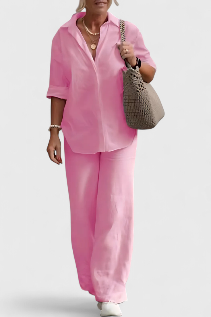 Skye Set di Due Pezzi in Lino e Cotone con Silhouette Relaxed